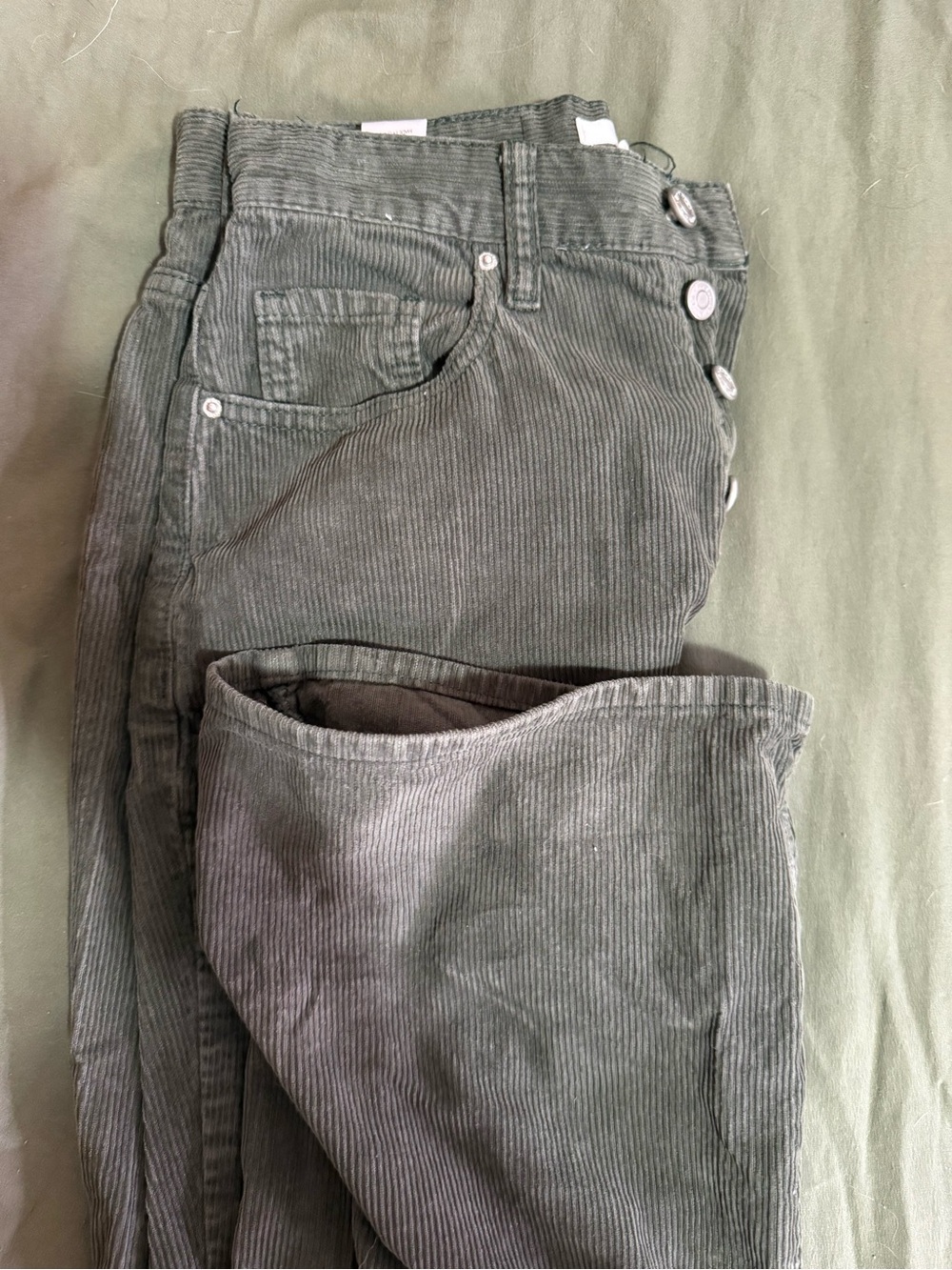 Pacsun Corduroy Button-Fly Pants in Olive Green
